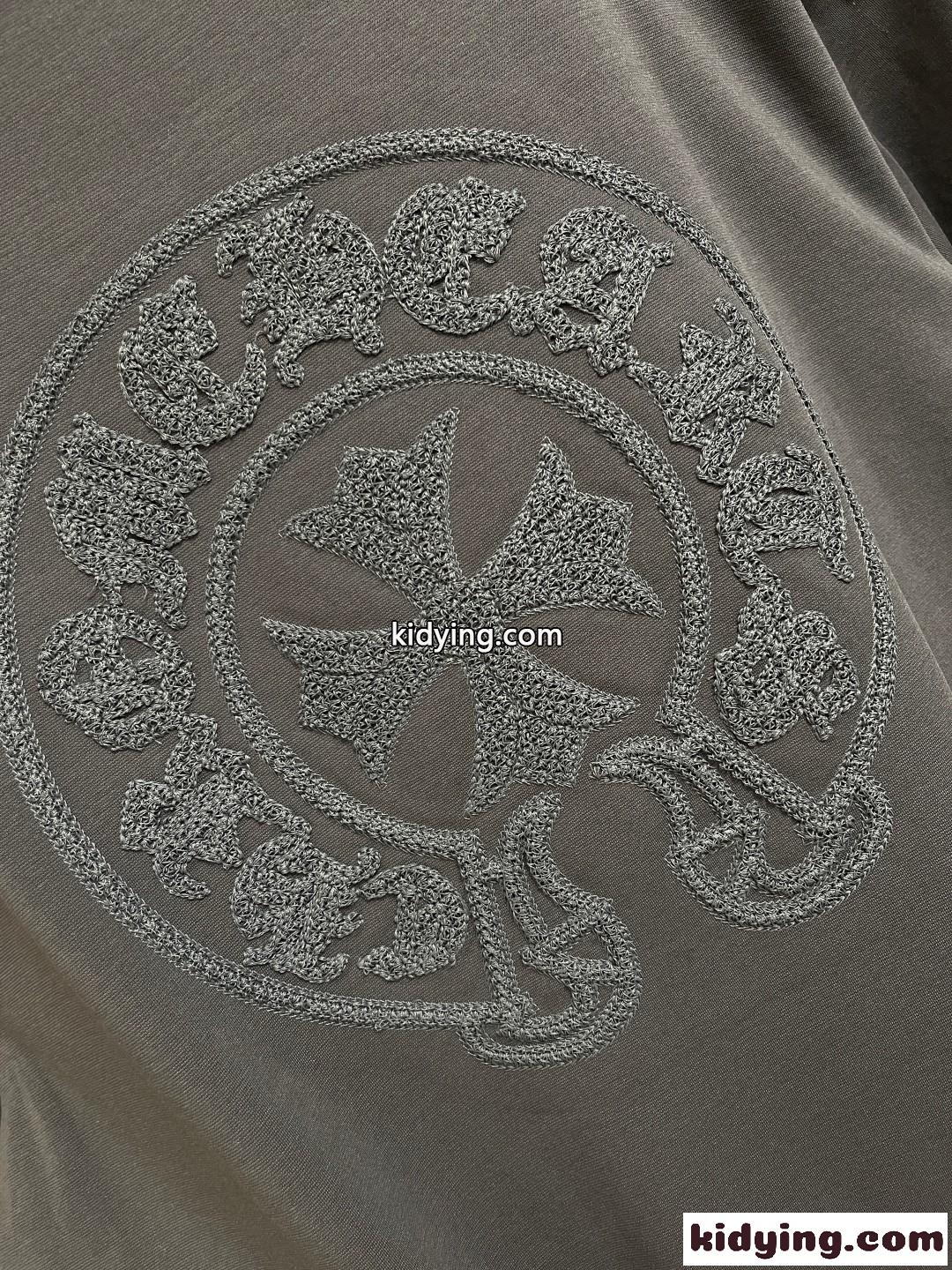 クロムハーツ Tシャツ 偽物 カジュアル 刺繍入り クルーネック 半袖Tシャツ コットン-4