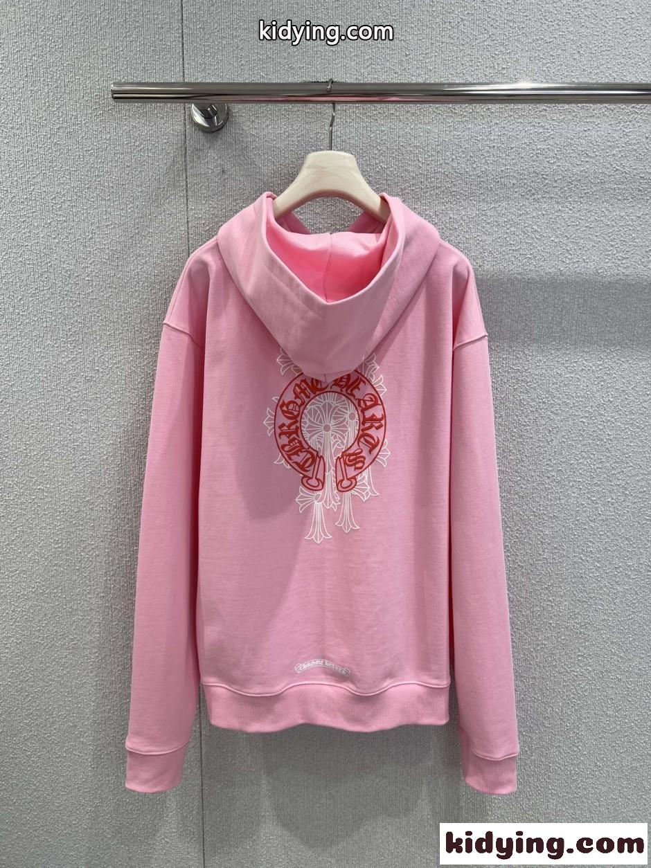 カジュアル 合わせやすい コットン フーディー クロムハーツ パーカー 偽物 ピンク-0