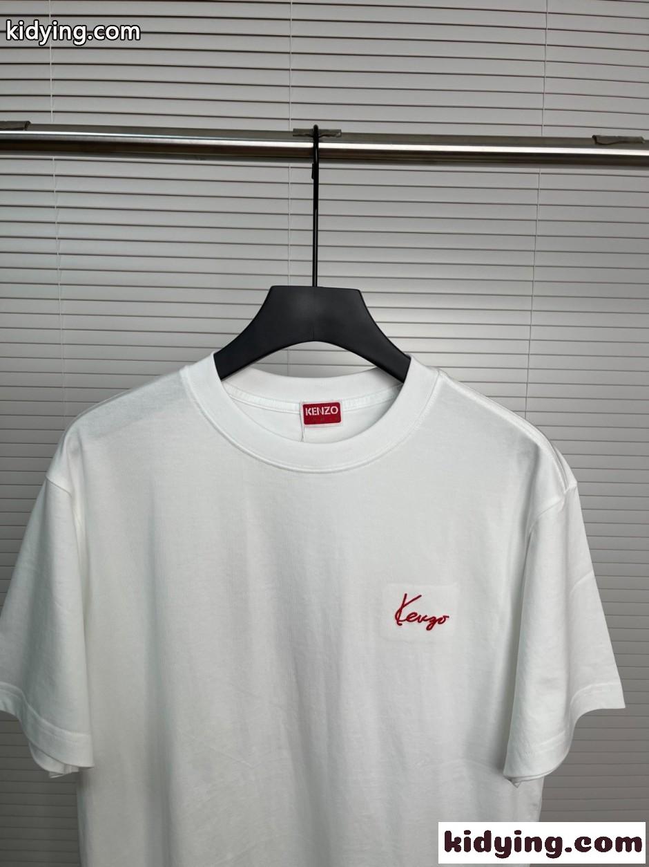 カジュアル 洗練された ロゴ刺繍 半袖Tシャツ ケンゾー Tシャツ コピー ホワイト-2