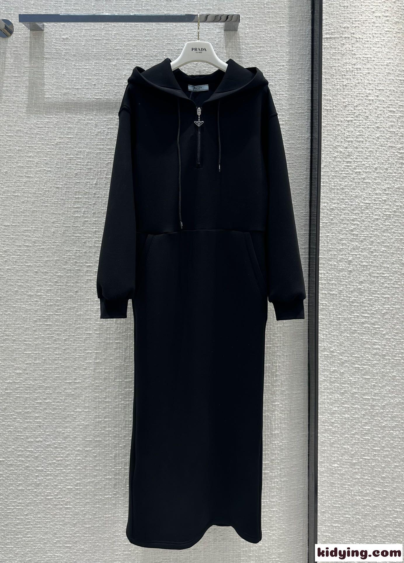 カジュアル フード付き ロングワンピース プラダ ワンピース コピー-2