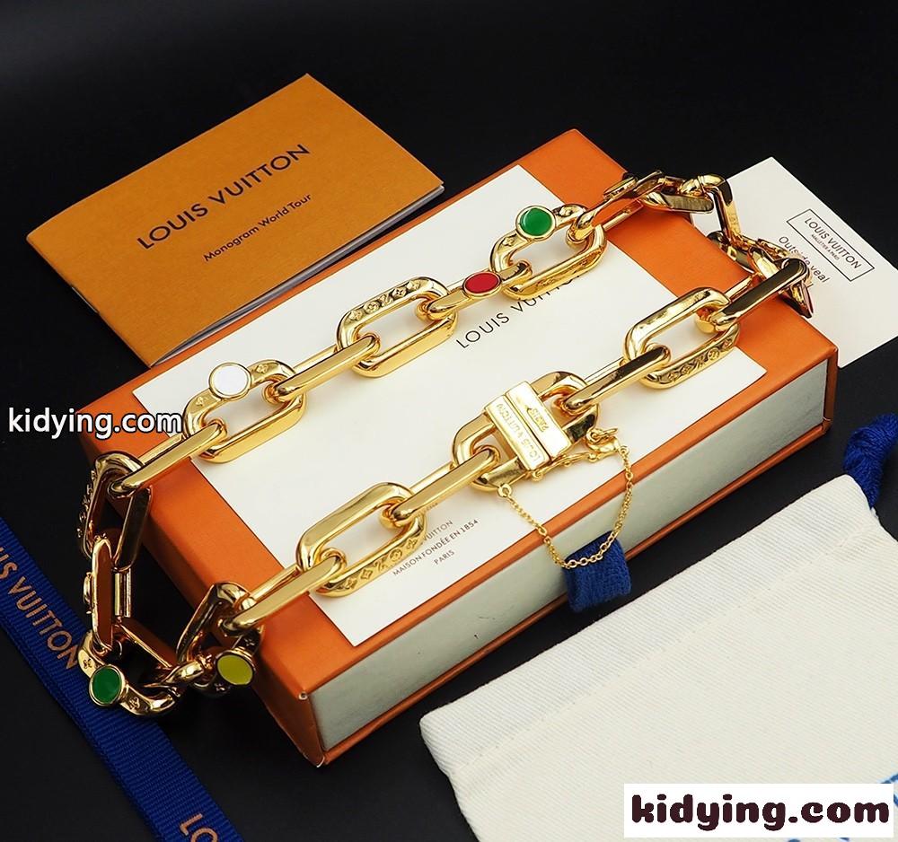 LV × YK 草間彌生 コラボ ゴールド チェーン ネックレス ルイ・ヴィトン ネックレス コピー-3
