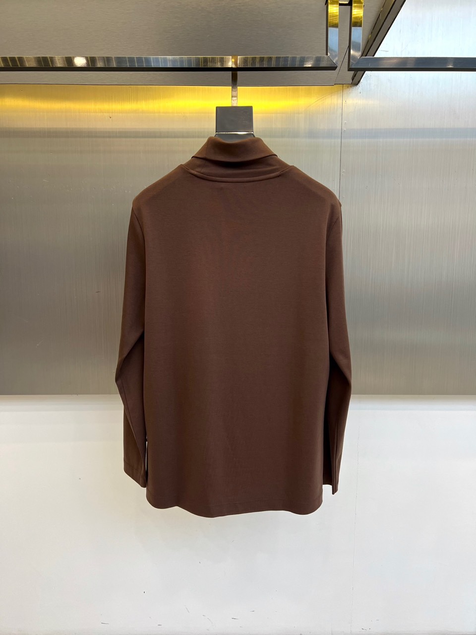 シンプル タートルネック ロングスリーブTシャツ エルメネジルド・ゼニア Tシャツ 偽物 ブラウン-4