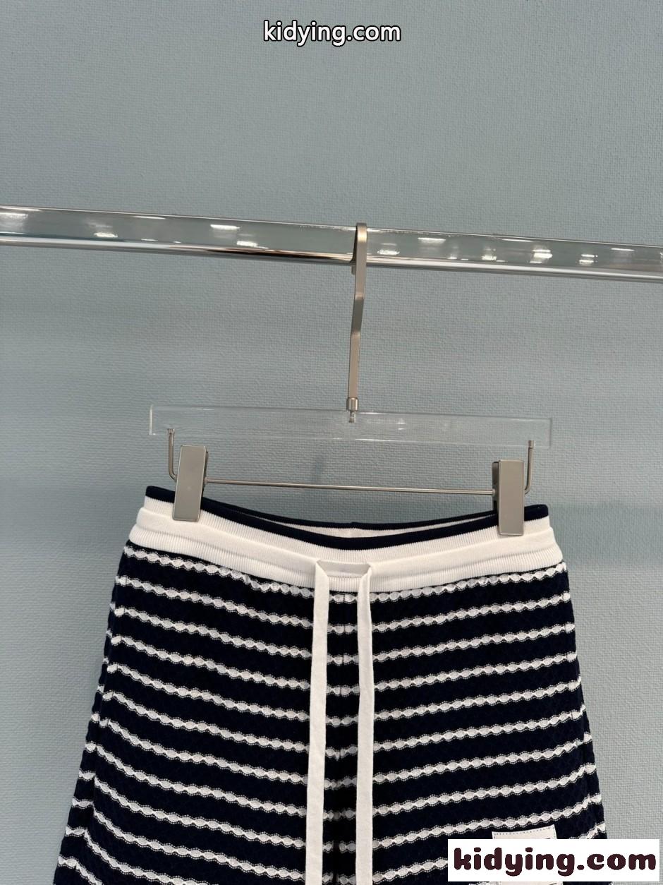 爽やか ボーダー柄 ニット ショートパンツ トムブラウン パンツ 偽物 ブラック-2