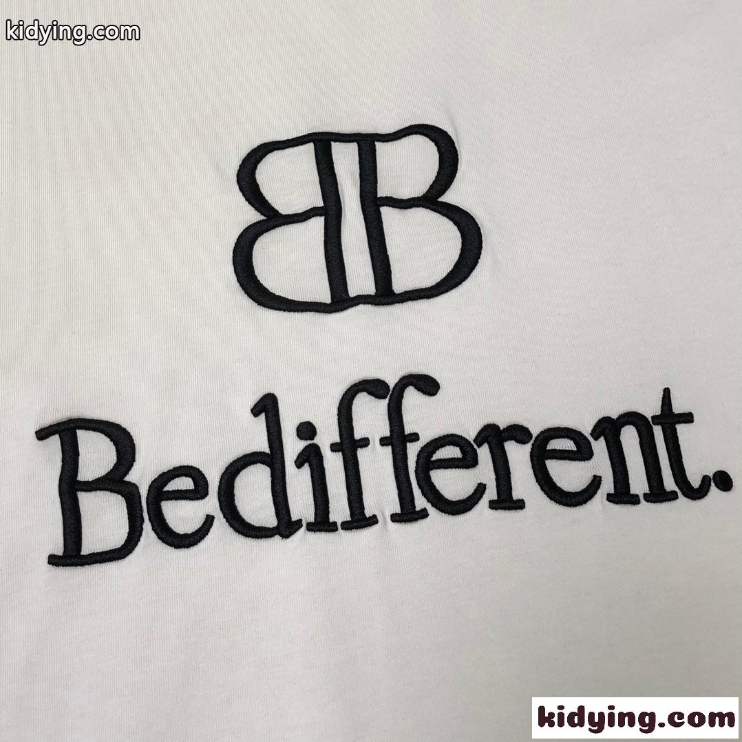 BB刺繍 ロゴ 半袖Tシャツ バレンシアガ Tシャツ コピー クルーネック-3