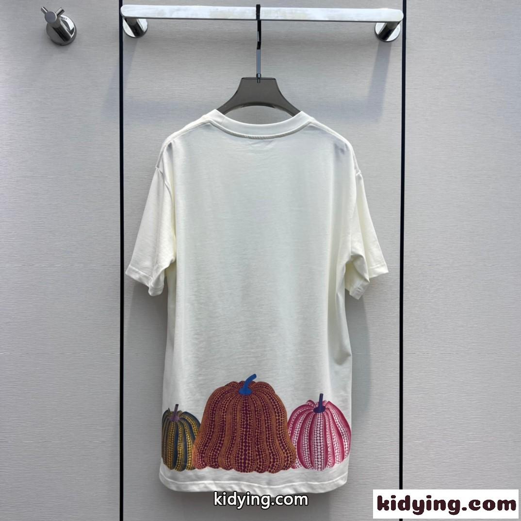 ルイ・ヴィトン Tシャツ コピー ユニセックス LV × YK パンプキンプリンテッドTシャツ-1
