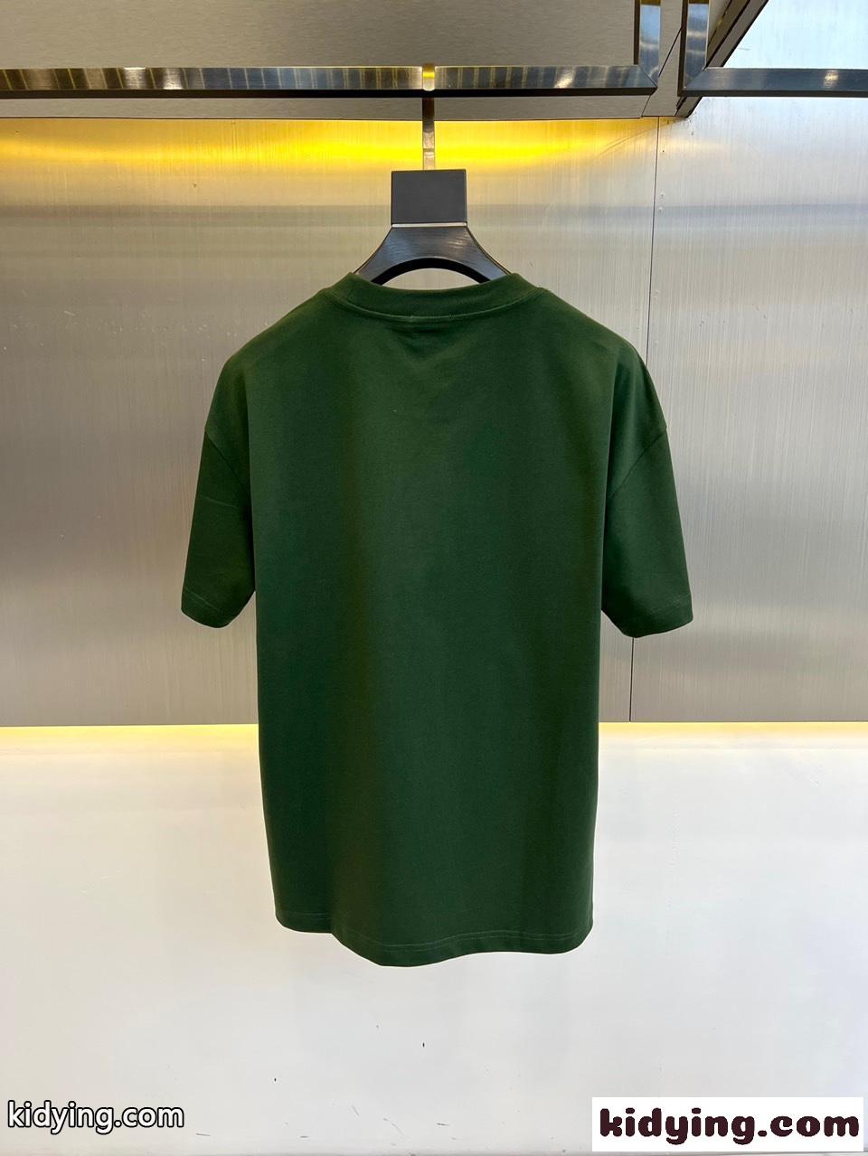 カジュアル プリント コットンTシャツ バーバリー 半袖Tシャツ コピー グリーン-3