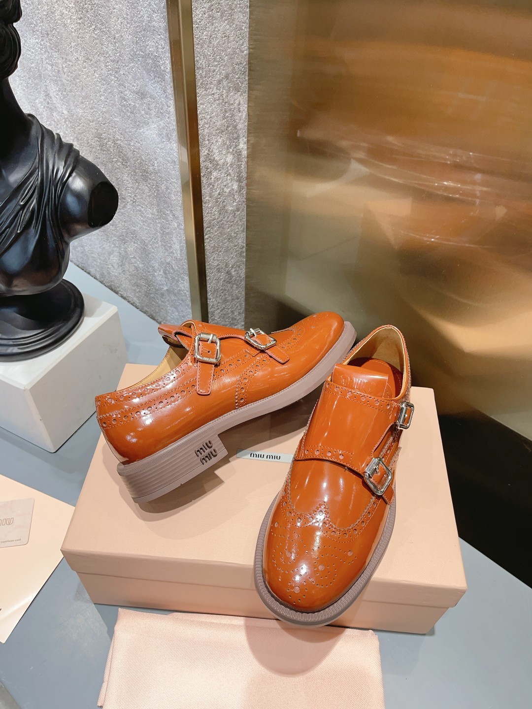 MiuMiu×Churchs 新作 ミュウミュウ シューズ コピー レディース レザー ブラウン-4
