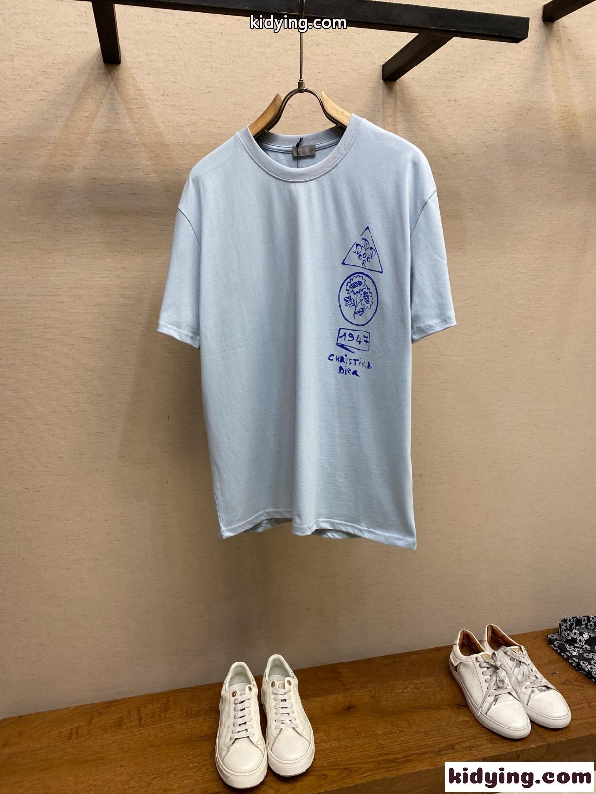 DIOR AND HYLTON NEL Tシャツ クリスチャン・ディオール Tシャツ コピー ブルー-0
