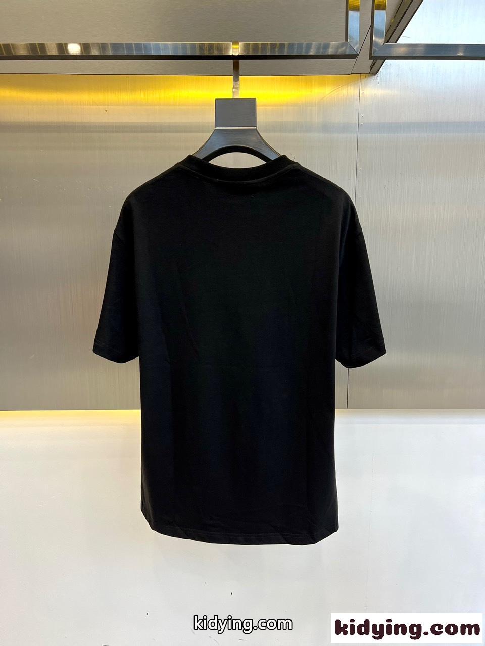 快適 コットン Tシャツ グッチ 半袖Tシャツ コピー クルーネック ブラック-4