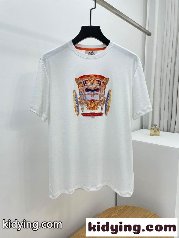 エルメス 半袖tシャツ コピー プリント 着心地いい クルーネック 春夏 定番 合わせやすい トップス-0