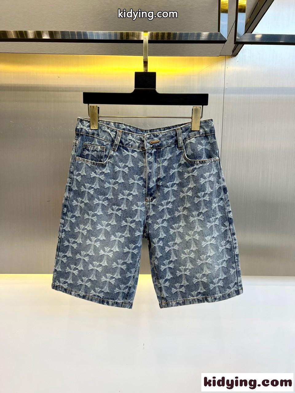 クロス総柄 デニム ショートパンツ クロムハーツ パンツ 偽物 メンズ-1