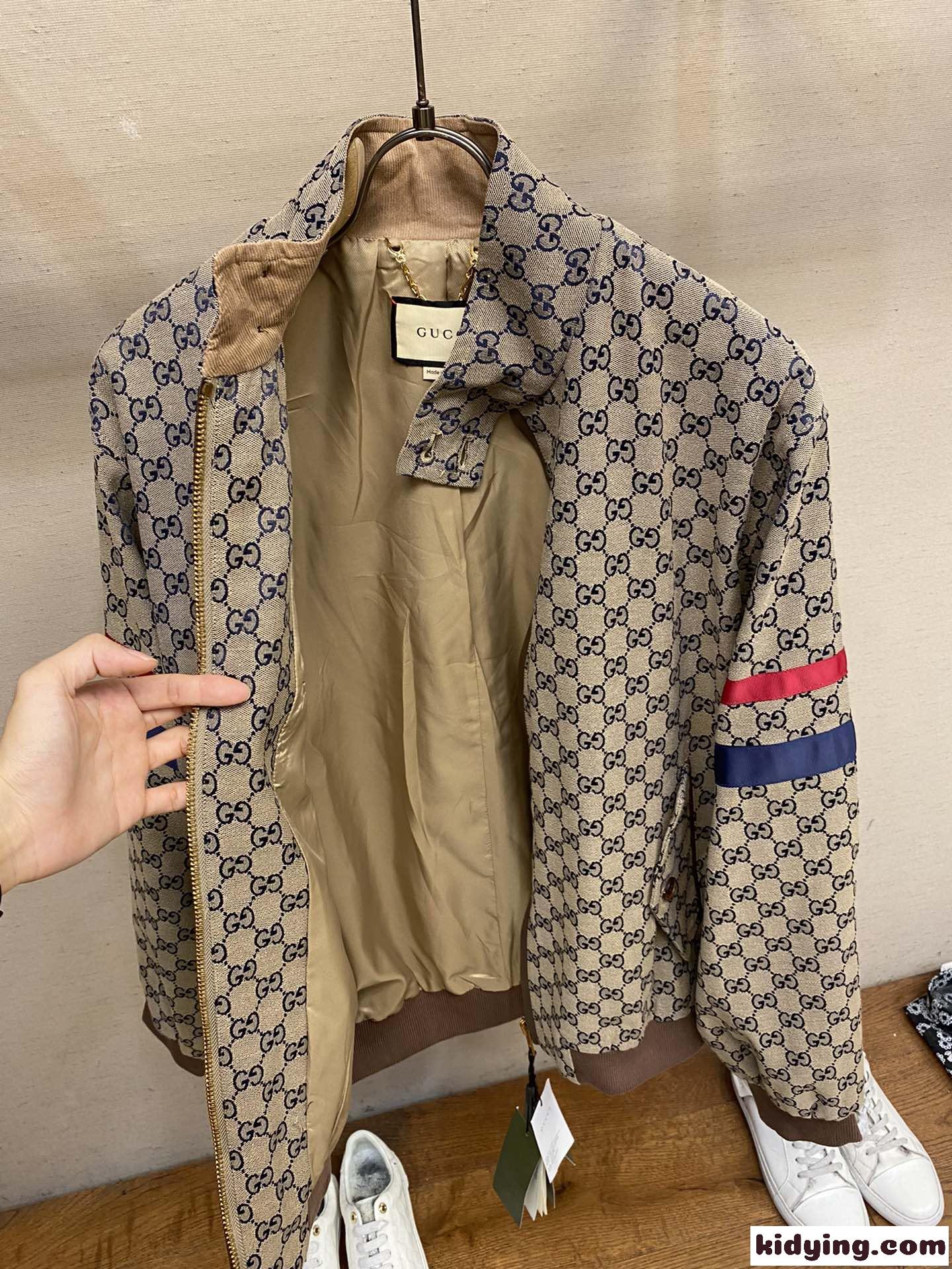 グッチ ジャケット コピー グログラン&レザートリム ロゴジャカード ブルゾン-3