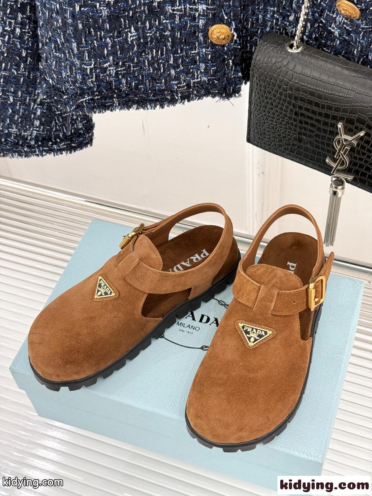 カジュアル 合わせやすい スエードサンダル プラダ サンダル コピー ブラウン-1