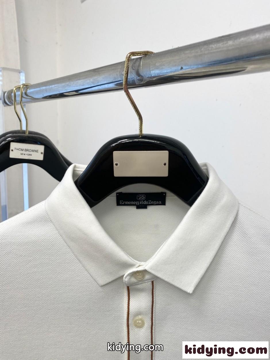 エルメネジルド・ゼニア Tシャツ 偽物 上品 洗練された ロゴ刺繍 長袖ポロシャツ ホワイト-2