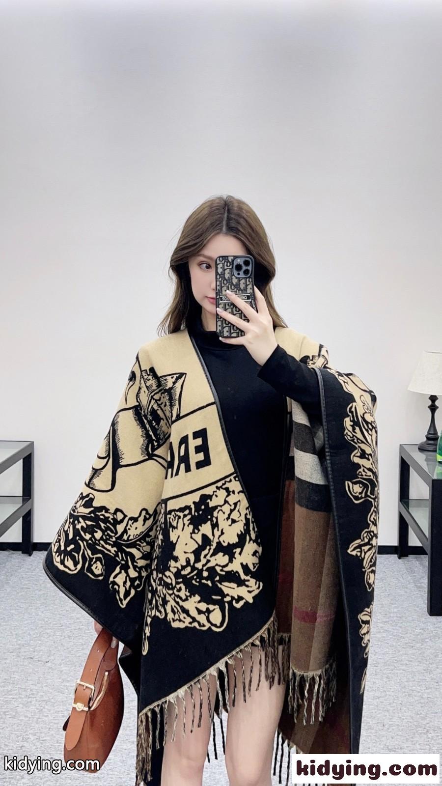 リバーシブル EKD チェック ケープ バーバリー ジャケット コピー カシミヤ-4