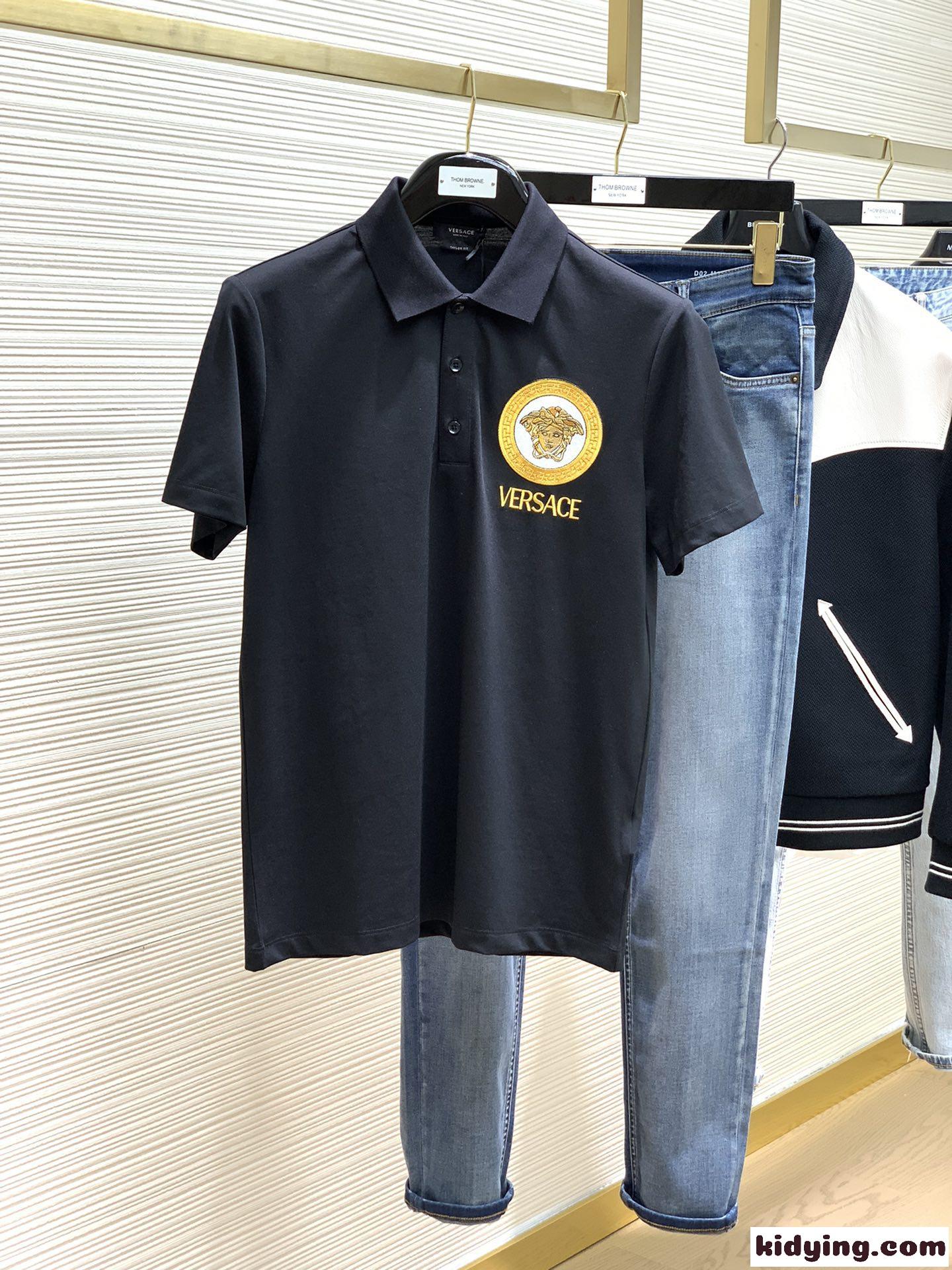 メドゥーサ 刺繍 半袖ポロ シャツ ヴェルサーチェ Tシャツ コピー メンズ トップス-1