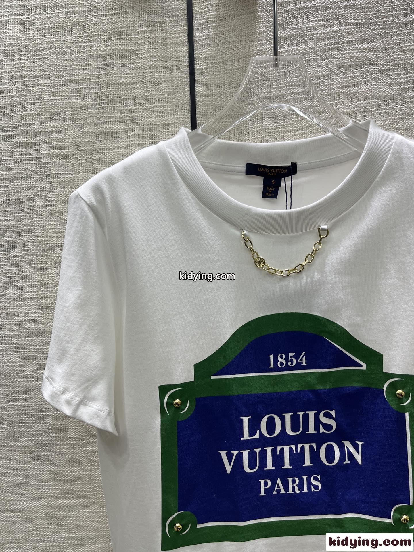 ルイ・ヴィトン LVストリートサインTシャツ コピー 半袖 クルーネック トップス-2
