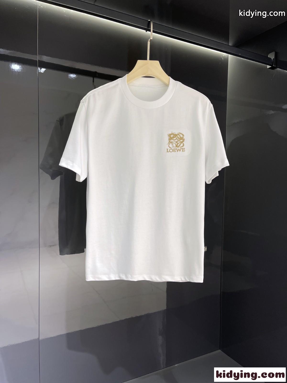 シンプル ロゴ 刺繍 クルーネック 着心地いい ロエベ tシャツ コピー 半袖 春夏 定番 トップス-2