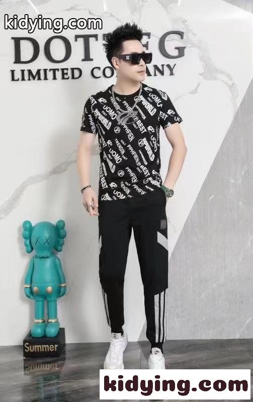 存在感アップ 総柄 プリント クルーネック フィリッププレイン 半袖Tシャツ コピー 薄手 快適 トップス-1