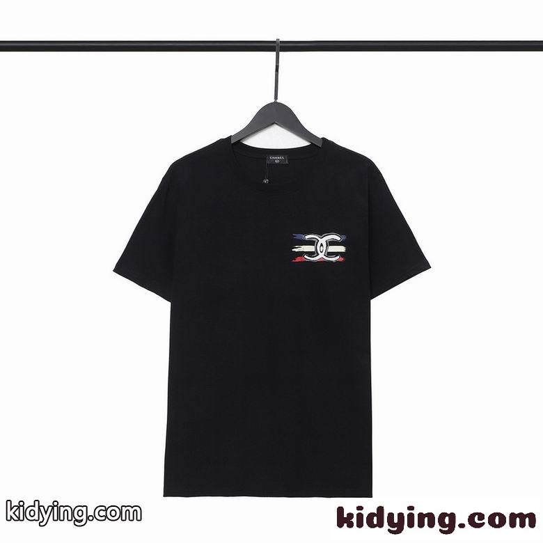 着心地いい カジュアル お洒落 ロゴ プリント クルーネック 半袖 トップス シャネル tシャツ コピー 定番 春夏 ホワイト ブラック-3