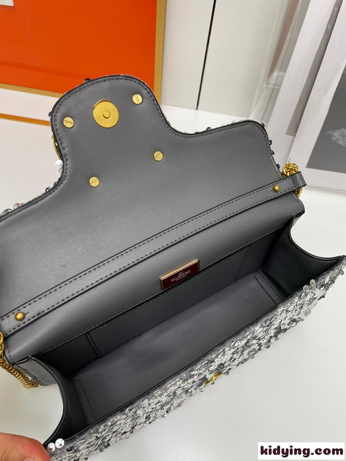 VLOGO スパンコール ショルダーバッグ ヴァレンティノ バッグ コピー シルバー-4