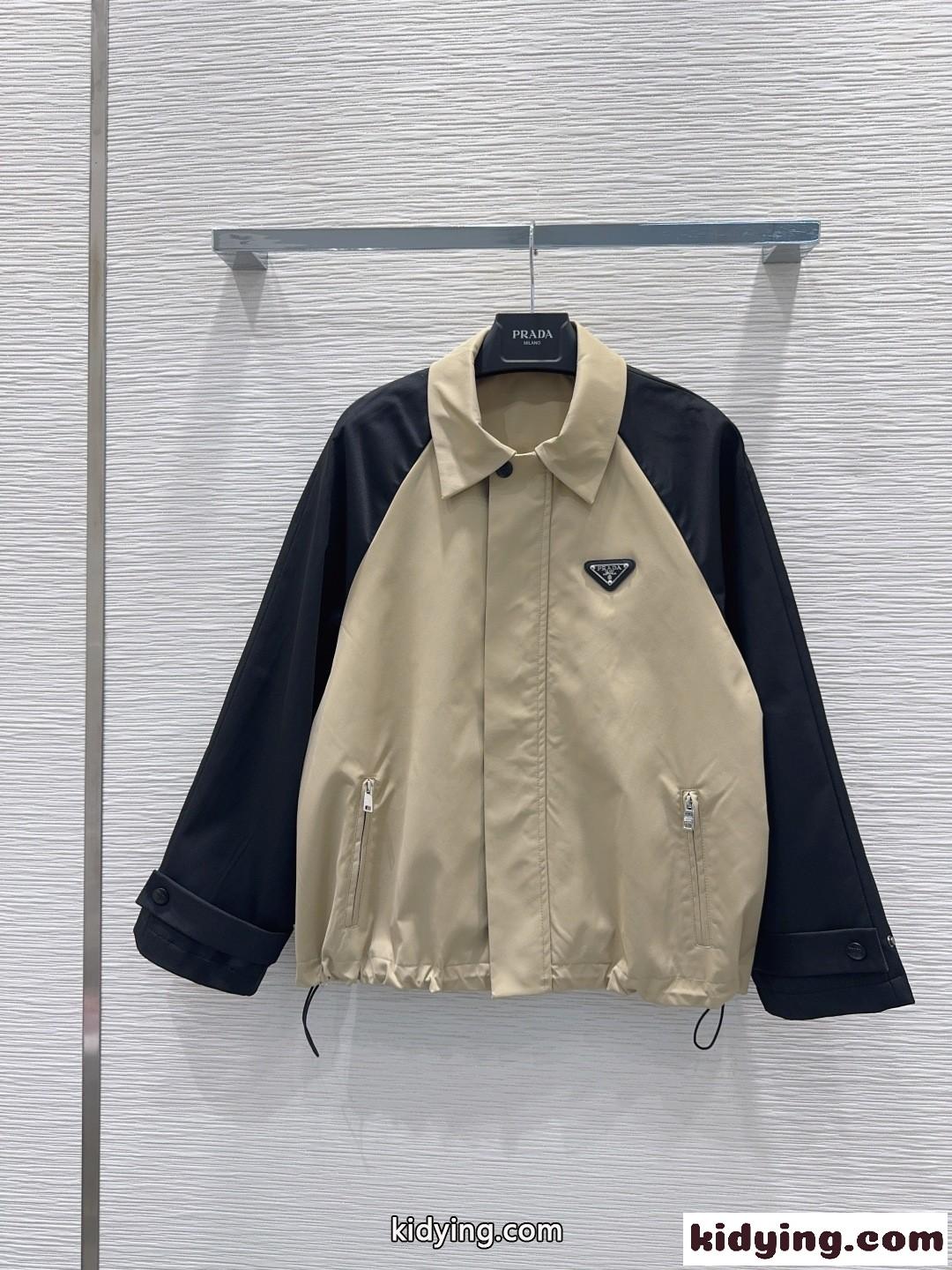 カジュアル バイカラー ラグランスリーブ ブルゾン プラダ ジャケット 偽物-1