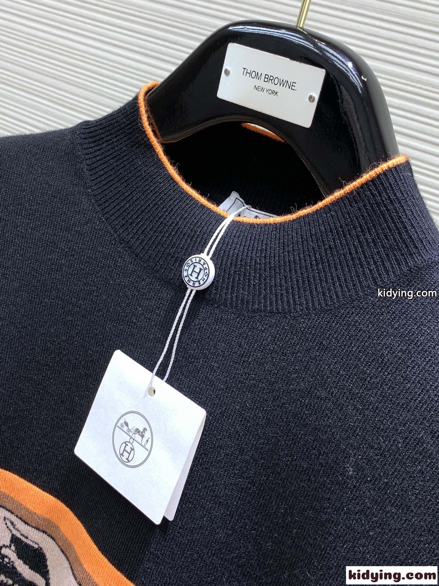 シンプル ロゴ モックネック エルメス セーター コピー クルーネック ニット-0