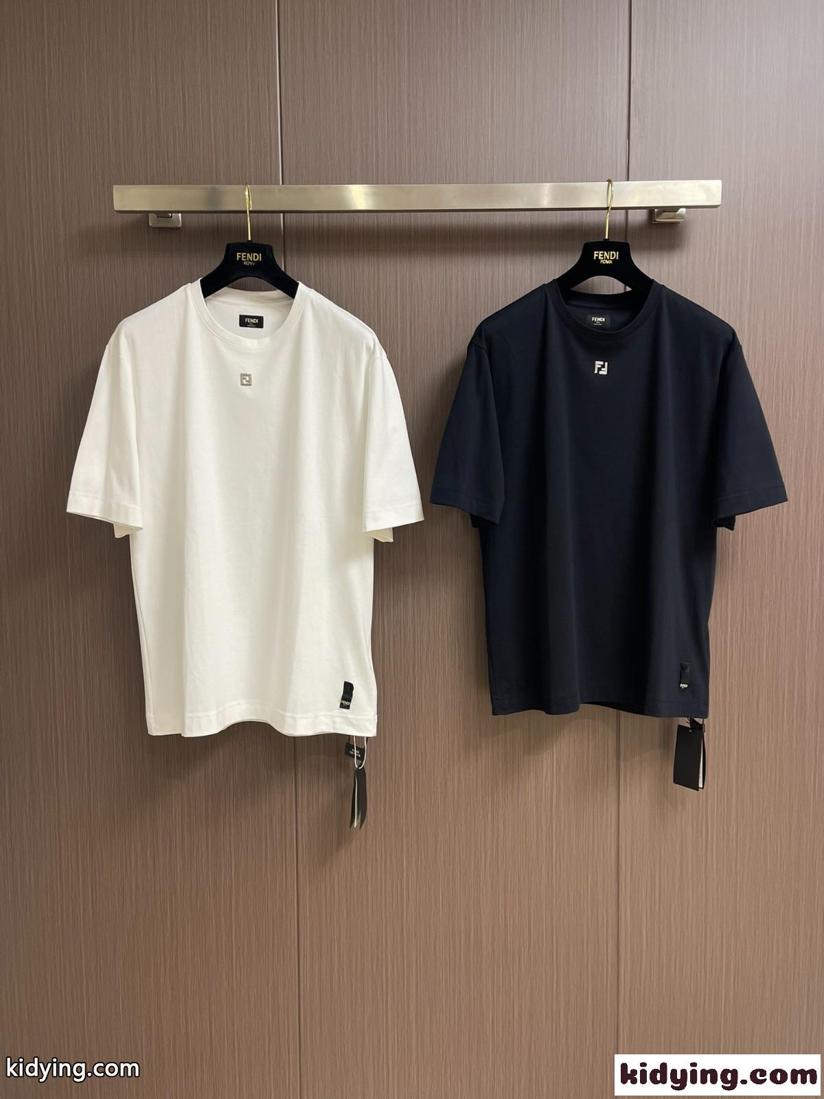 シンプル コットン 半袖Tシャツ フェンディ Tシャツ コピー クルーネック-0