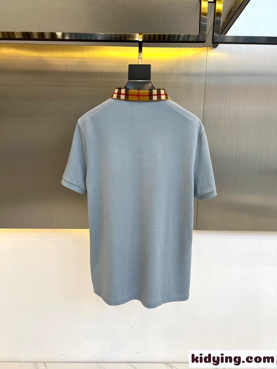 洗練された おしゃれ コットンピケ ポロシャツ バーバリー Tシャツ コピー ライトブルー-3