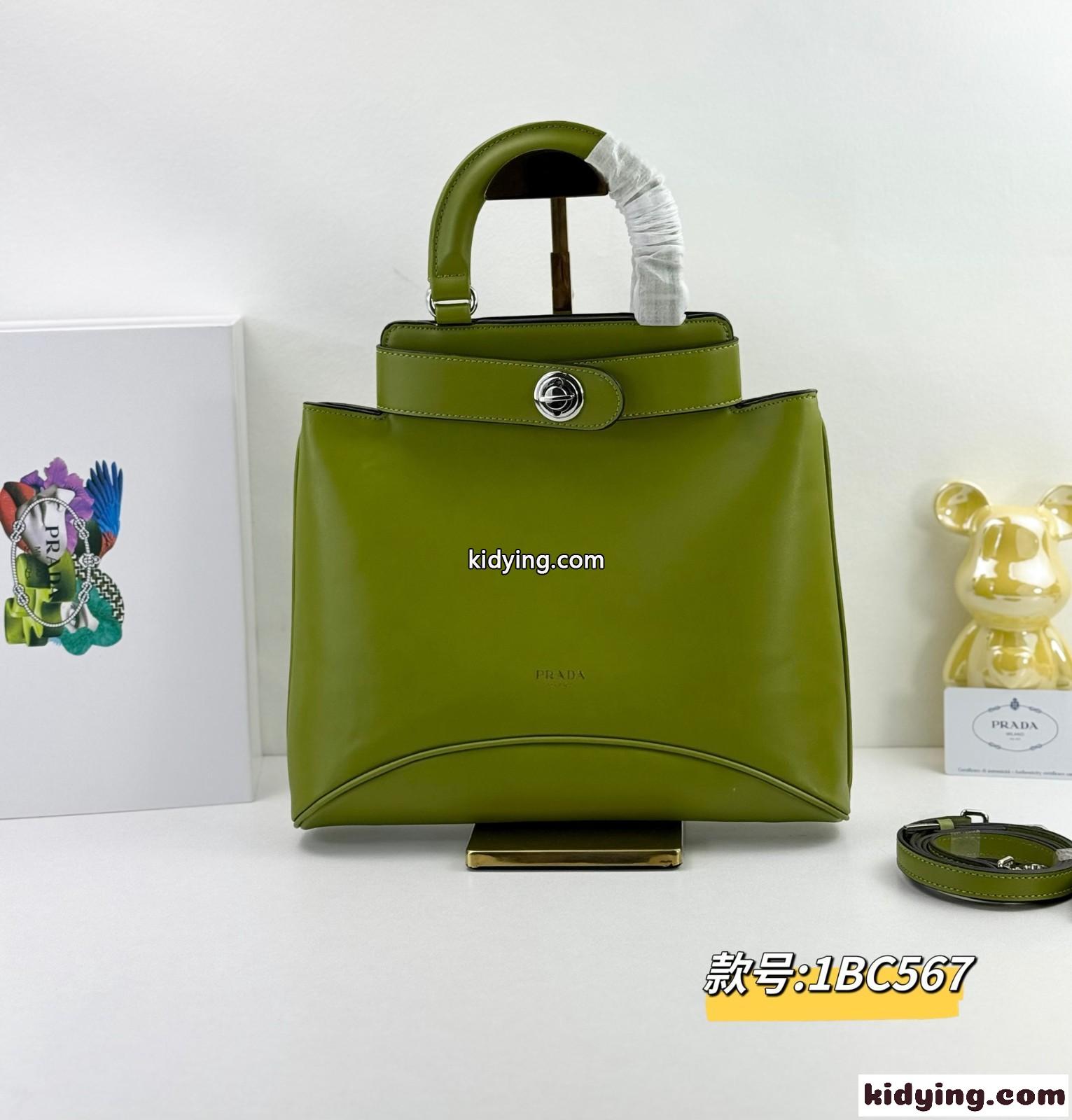 新作♪PRADA エチュード ミディアム レザーバッグ プラダ バッグ コピー グリーン-0