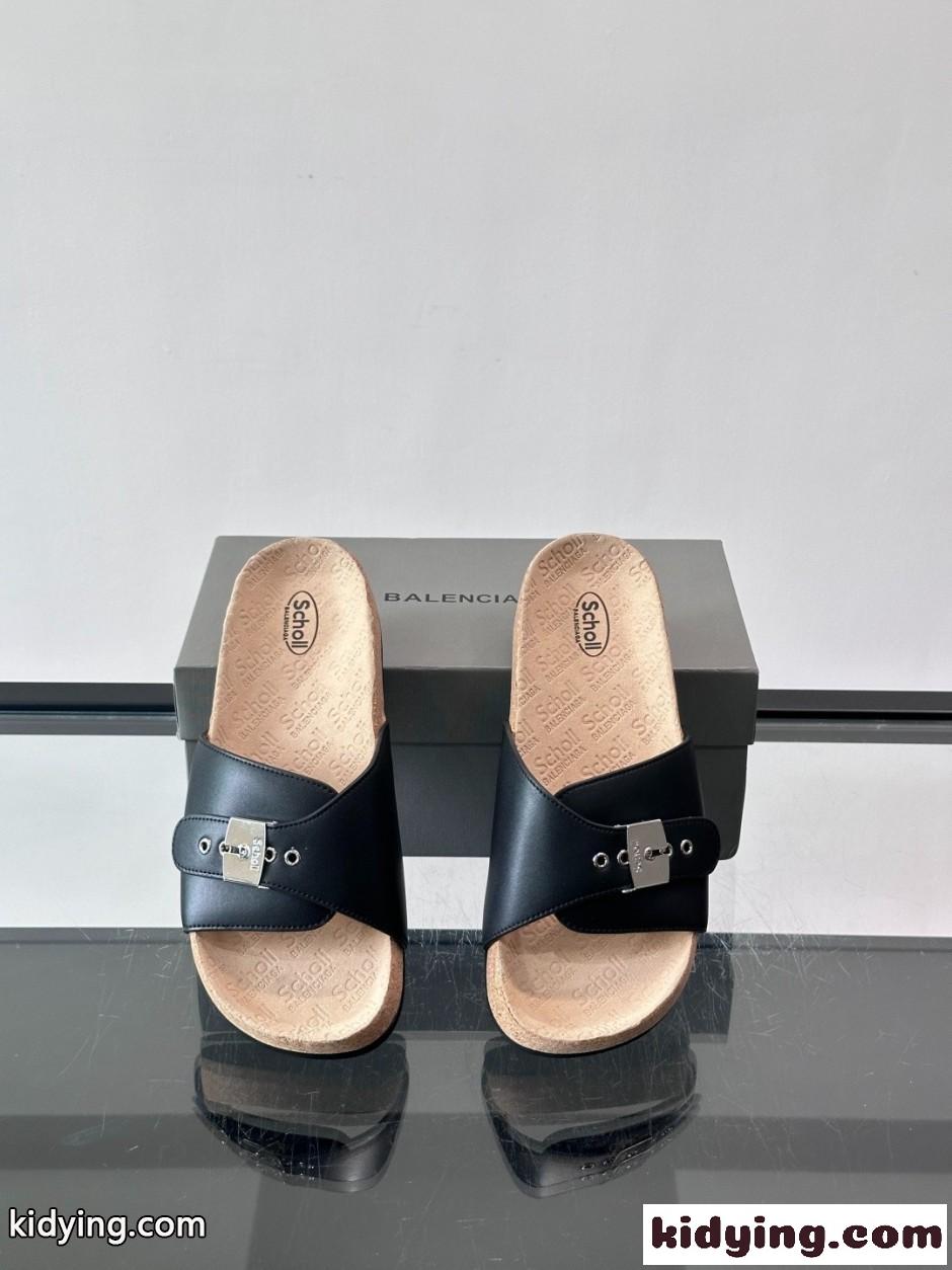 バレンシアガ コピー BALENCIAGA × Scholl コラボレーション サンダル ブラック-1