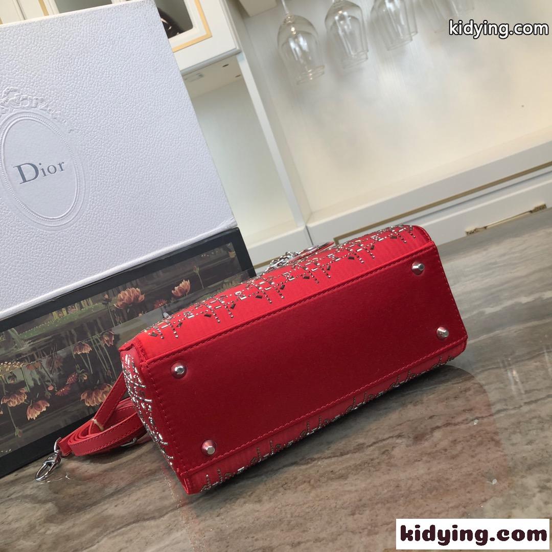 大人気 LADY DIOR カナージュ サテン ハンドバッグ クリスチャン・ディオール バッグ コピー レッド-5
