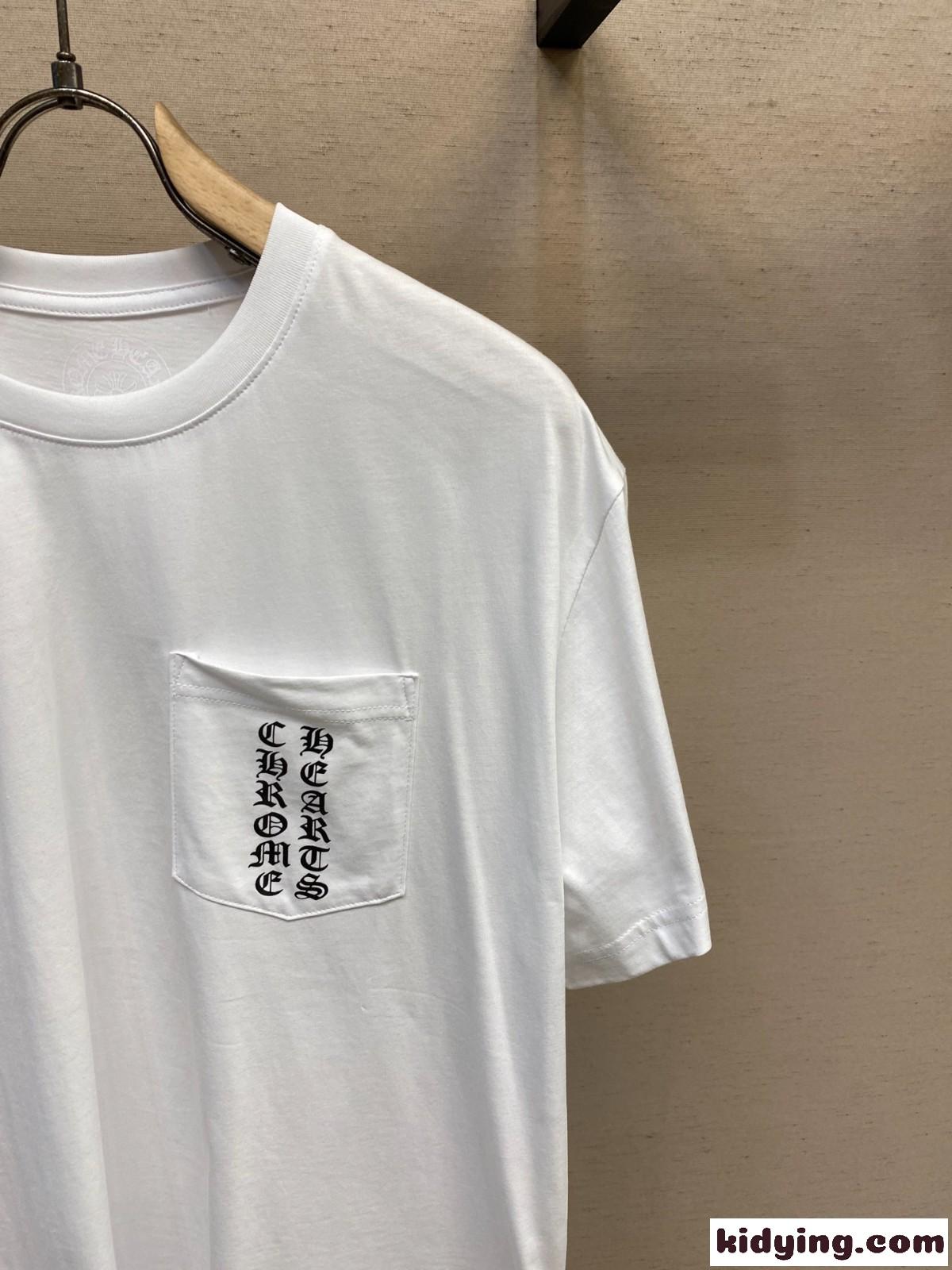 カジュアル コットン 半袖Tシャツ クロムハーツ Tシャツ コピー クルーネック ホワイト-2