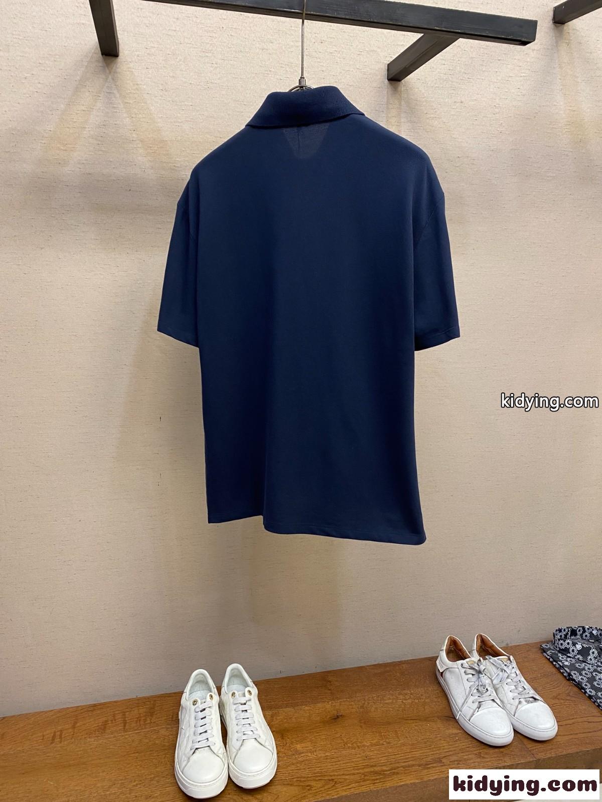 洗練された コットン ポロシャツ ロエベ Tシャツ コピー 半袖 ネイビー-0