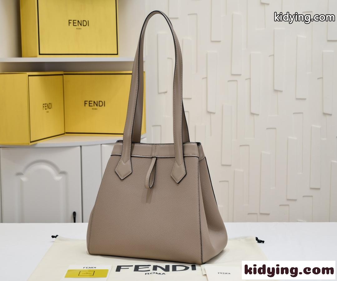 フェンディ バッグ コピー Fendi Origami ミディアム グレーレザー 変形バッグ-0