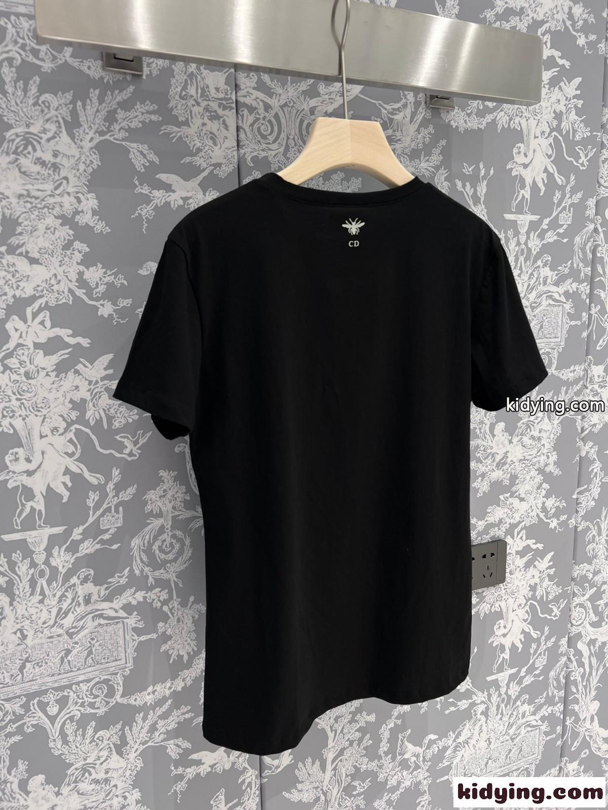 コットン & リネン JAdior 8 半袖Tシャツ クリスチャン・ディオール Tシャツ コピー ブラック-4