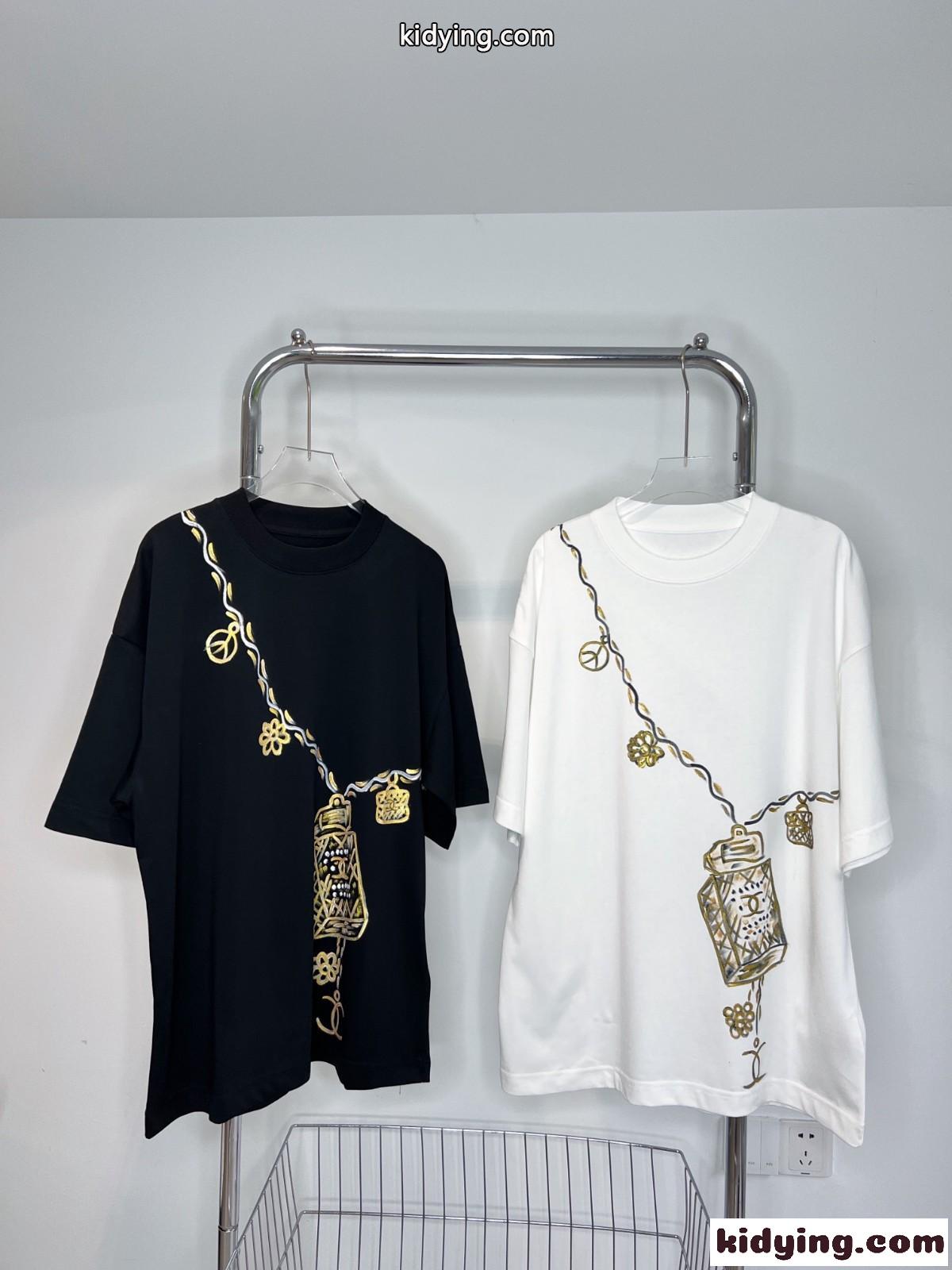 可愛い プリント クルーネック ゆったり 快適 シャネル tシャツ コピー 半袖 トップス-0