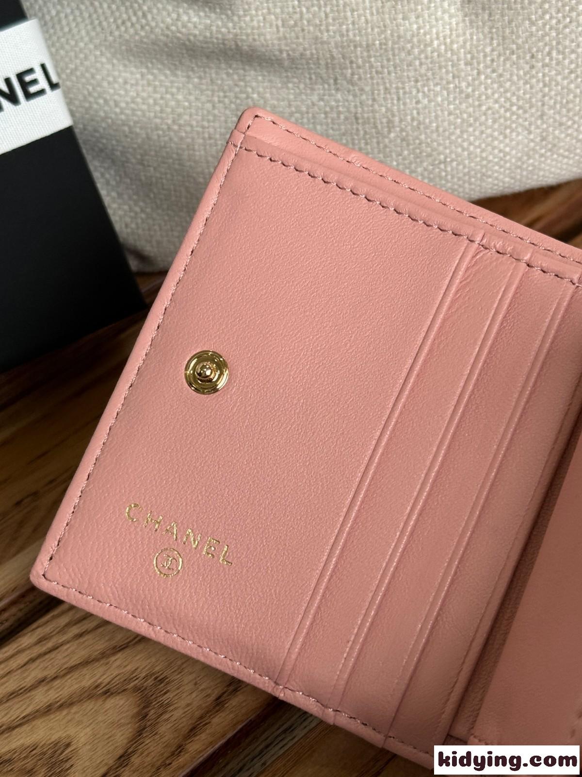 キルティング CCロゴ シャネル 財布 スーパーコピー 2つ折り財布 ライトピンク-3