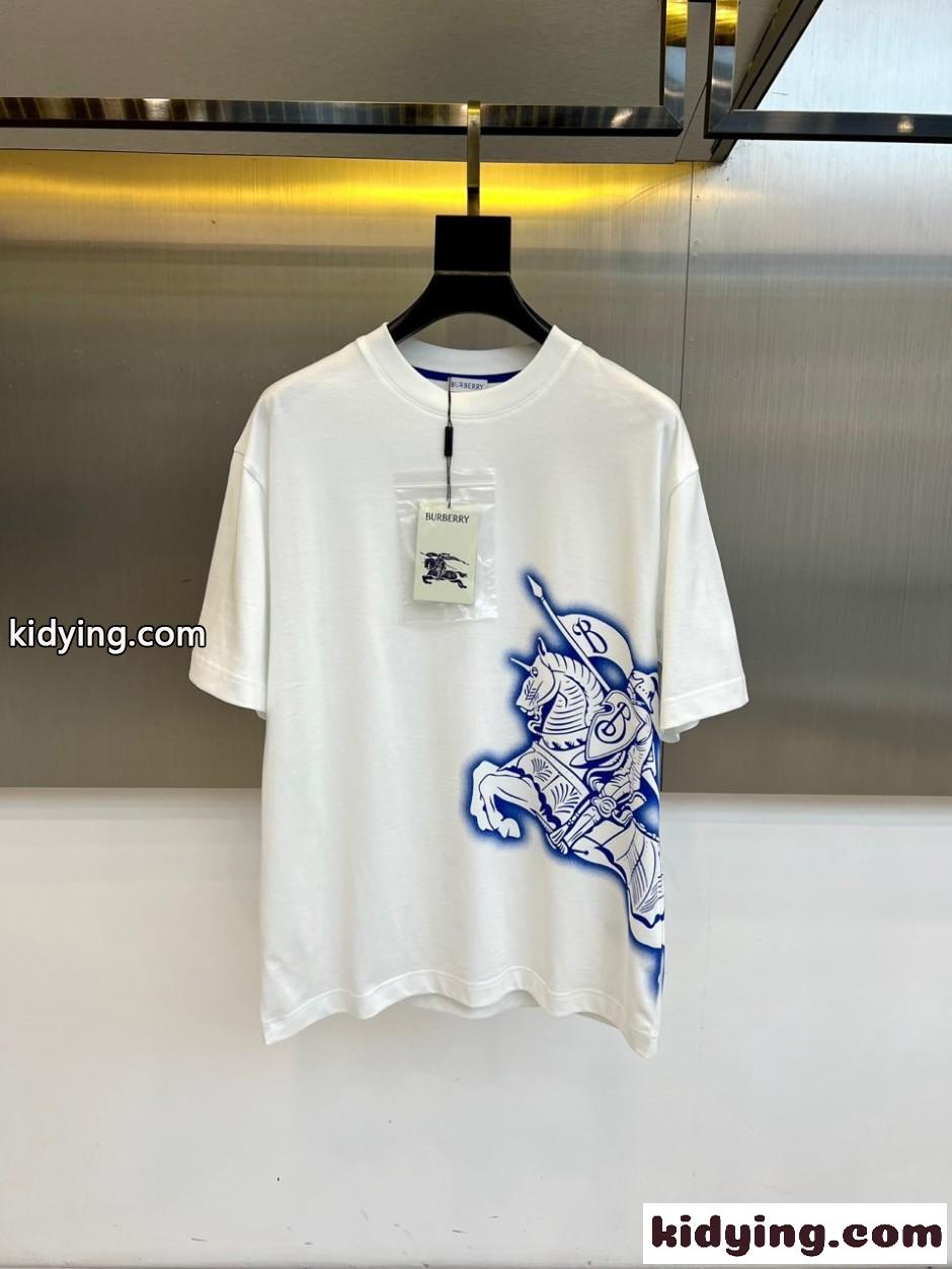 目を引く EKD 半袖Tシャツ バーバリー Tシャツ 偽物 クルーネック ホワイト-1