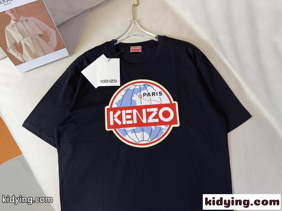 マルチカラー コットン 半袖Tシャツ ケンゾー Tシャツ コピー ブラック-1
