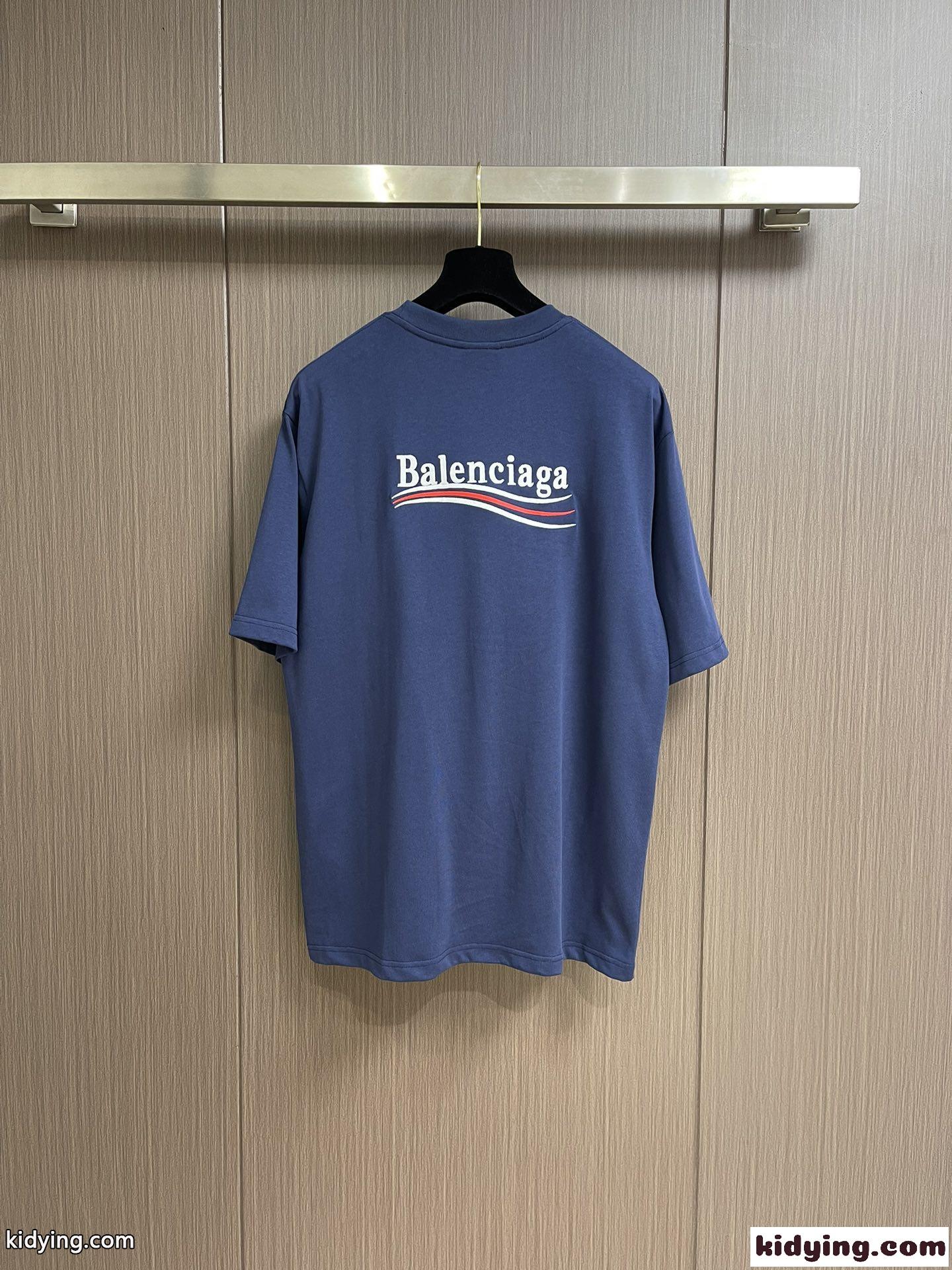 人気 POLITICAL CAMPAIGN 半袖Tシャツ バレンシアガ Tシャツ コピー ブルー-2