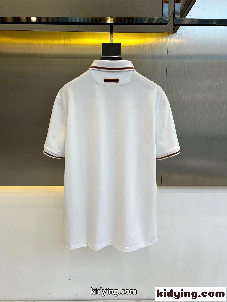 クラシック コットンピケ メンズ ポロシャツ エルメネジルド・ゼニア 半袖Tシャツ コピー ホワイト-3