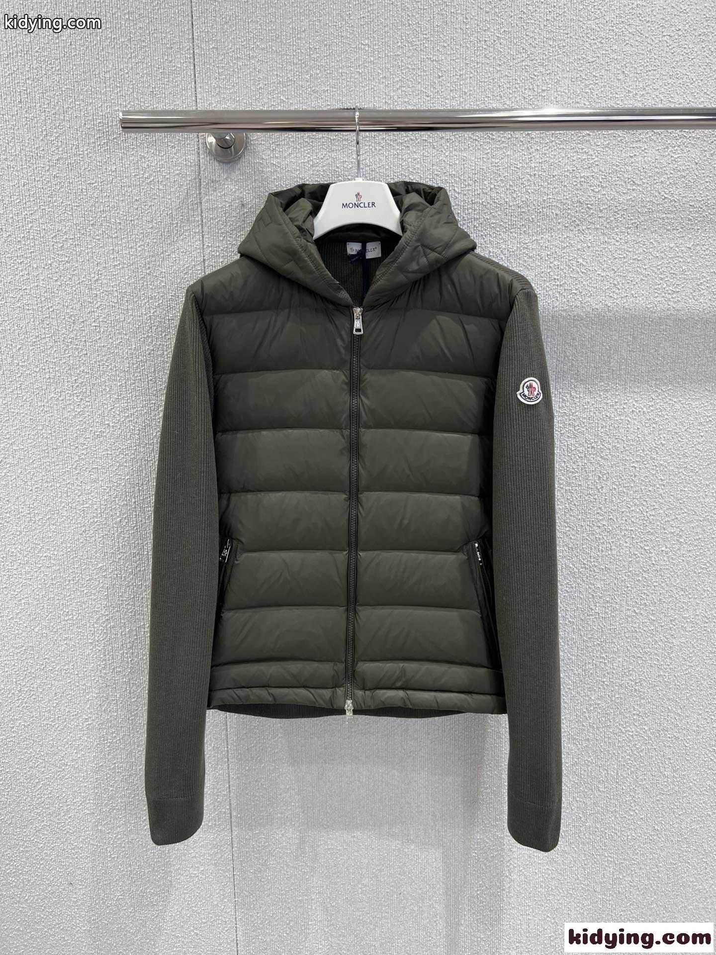 洗練された 上品 ニット切り替え ブルゾン モンクレール ダウンジャケット 偽物 グリーン-0