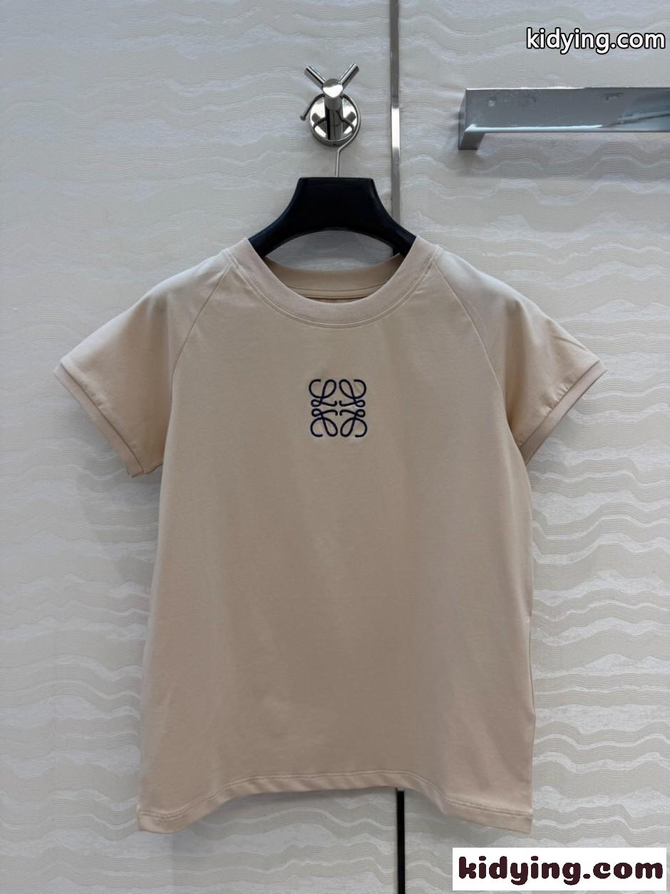 アナグラム クルーネック 半袖Tシャツ ロエベ Tシャツ 偽物 ベージュ-0