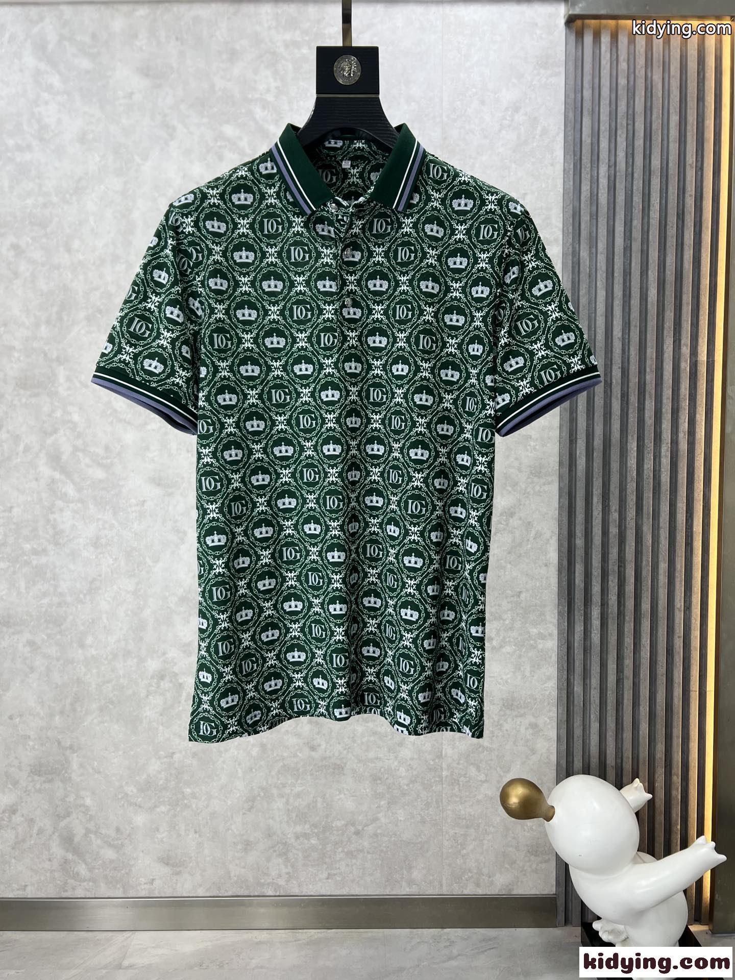 カジュアル 総柄 プリント 半袖ポロシャツ ドルチェ&ガッバーナ Tシャツ コピー-2
