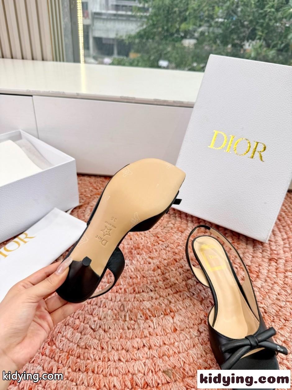 Dior Bow ヒール スリングバックサンダル クリスチャン・ディオール コピー ブラック-3