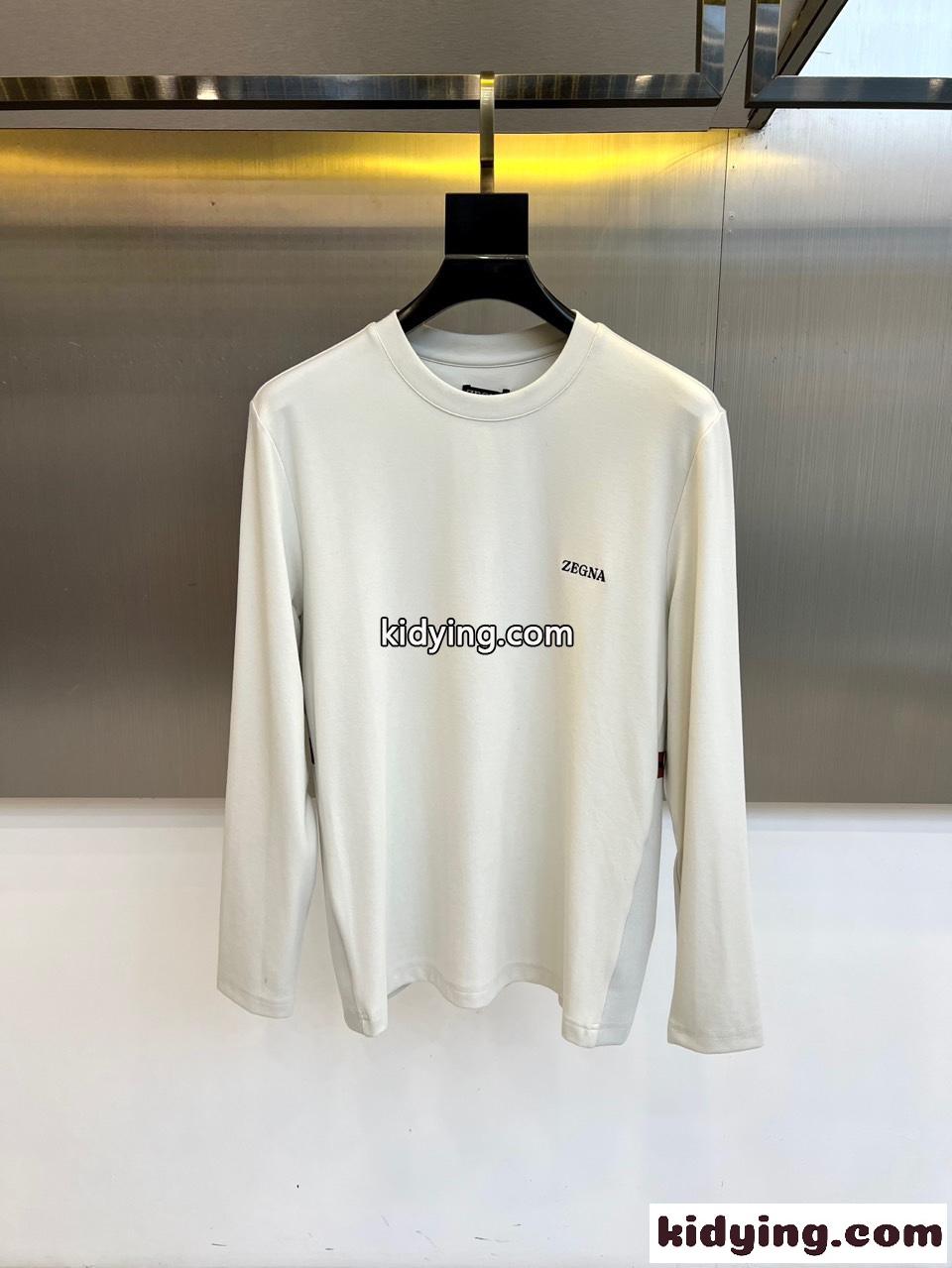 シンプル 洗練された コットン 長袖Tシャツ エルメネジルド・ゼニア Tシャツ 偽物-0