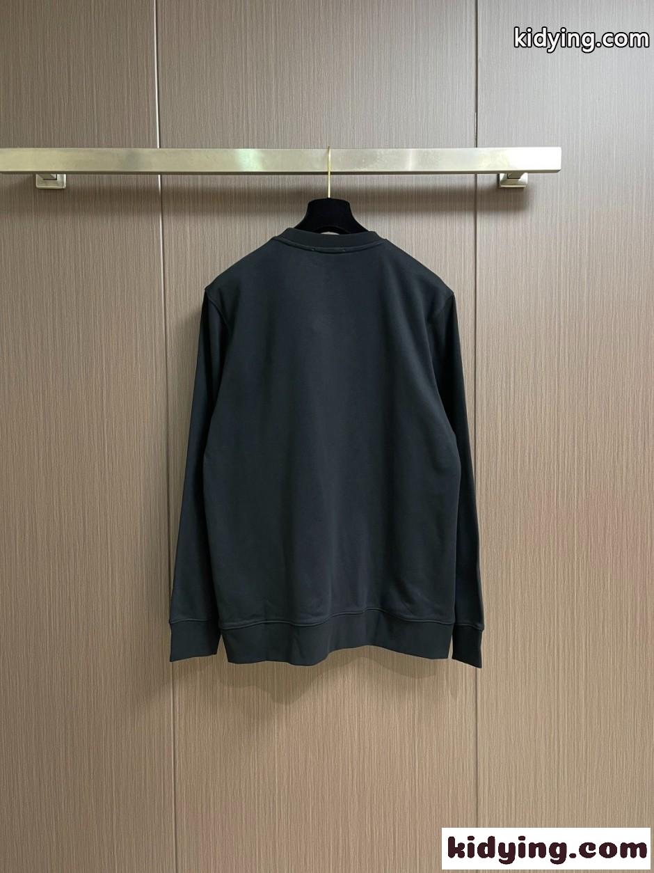 カジュアル ロゴ スウェットシャツ ロエベ Tシャツ 偽物 クルーネック ブラック-0