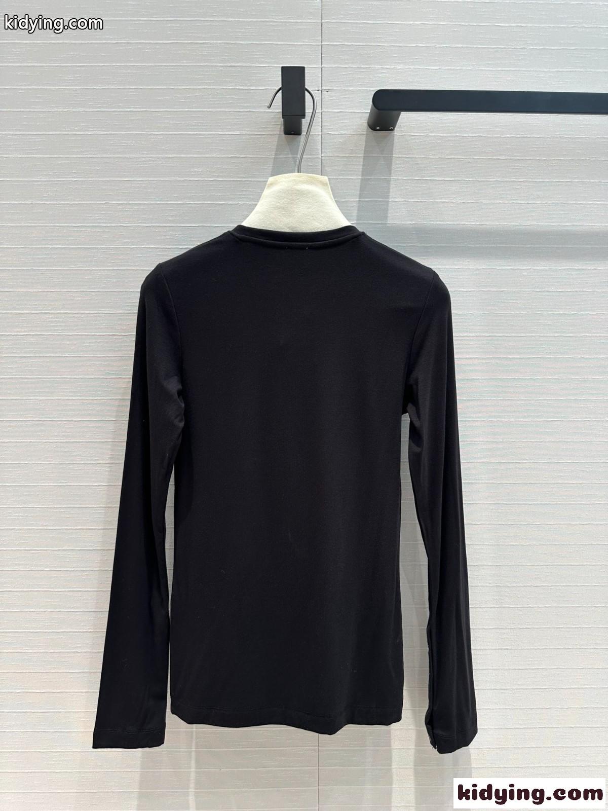 シンプル カジュアル 合わせやすい ロエベ Tシャツ コピー 長袖Tシャツ ブラック-5