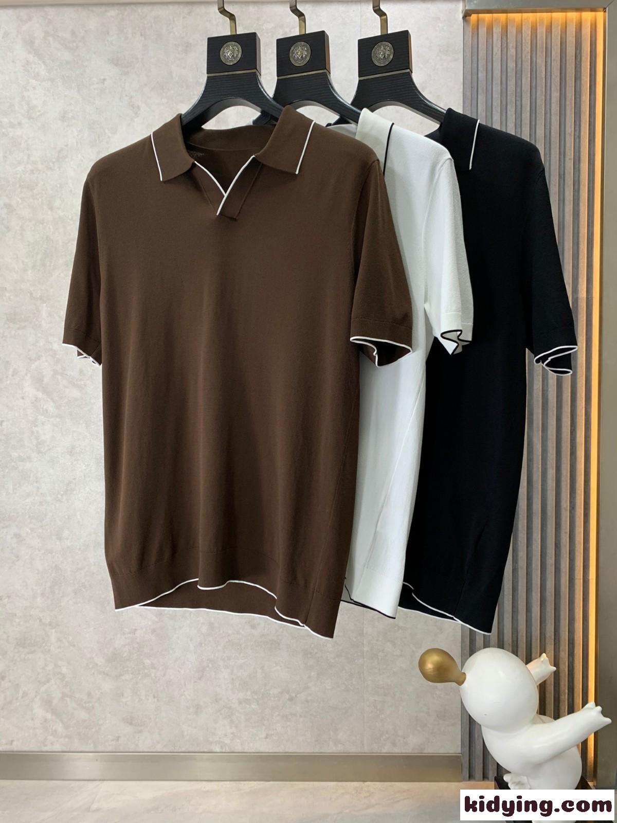 カジュアル 快適 ニット ポロシャツ 半袖 エルメネジルド・ゼニア Tシャツ コピー-5